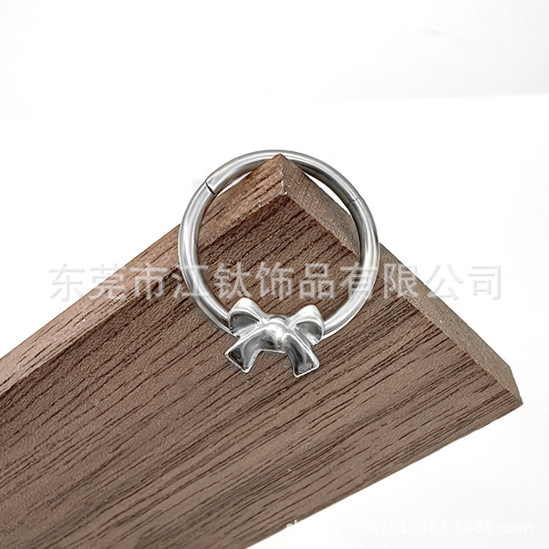 F136 Titanium Nose Ring Bow Earrings Fashion Seamless Ring G23 Titanium Alloy Body Jewelry - Image 2
