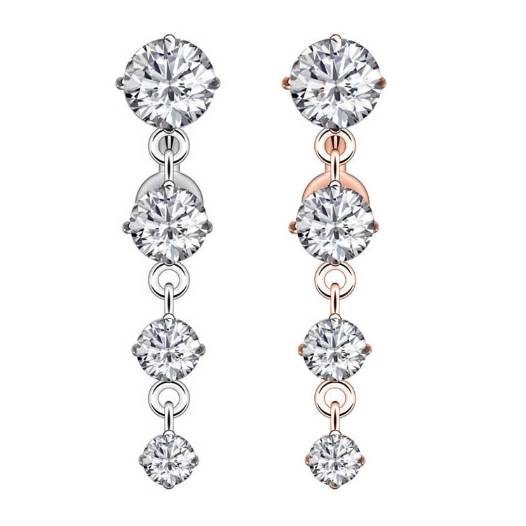 4 Zircon Inverted Belly Button Ring Stainless Steel Pendant Navel Piercing Jewelry Rose Gold - Image 5