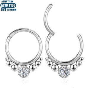F136 Titanium Alloy Solder Ball Zircon Nose Ring Wholesale Earrings Seamless Ring Cartilage Piercing Nasal Septum Ring Nose