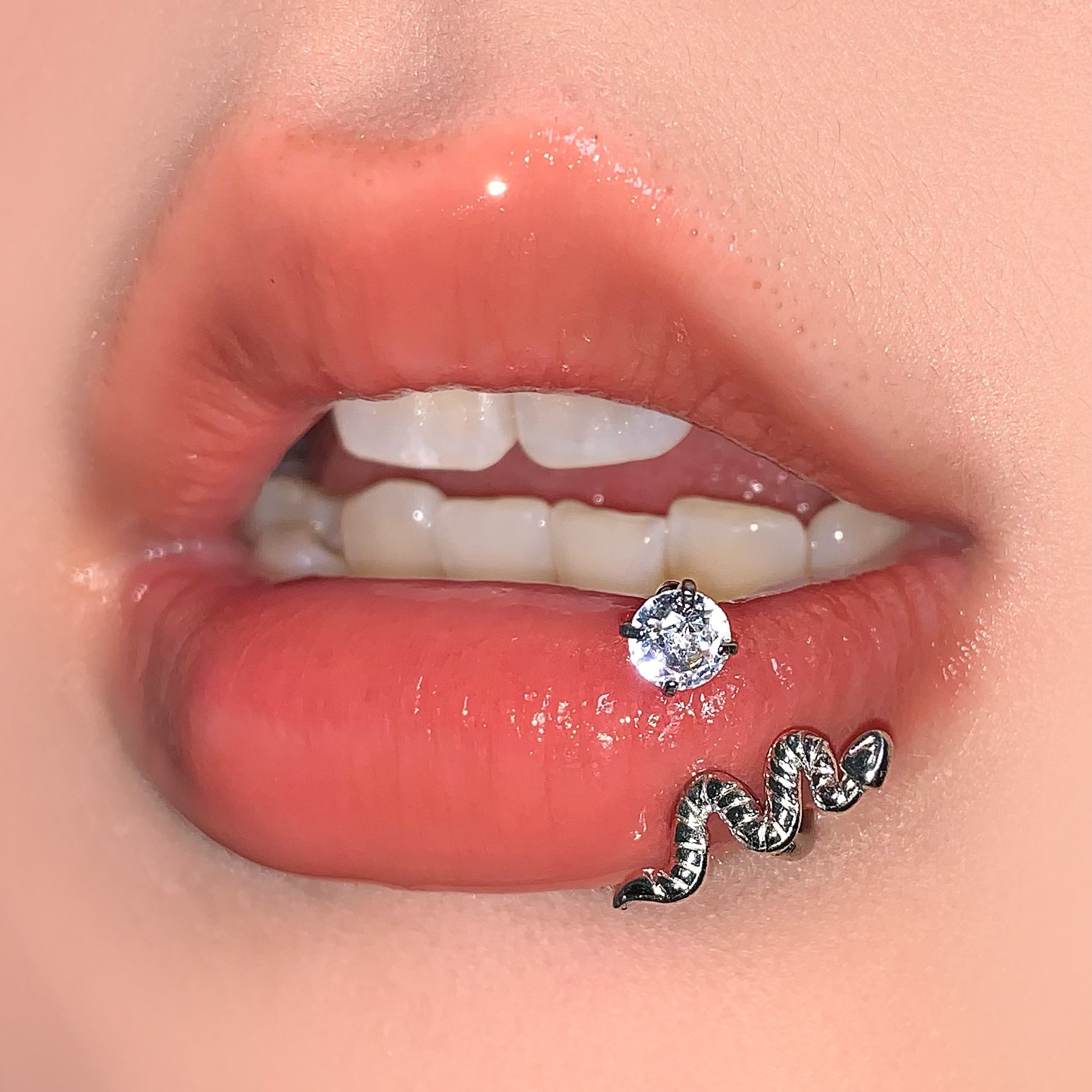 Super Shiny Snake CZ Lip Ring 316L Surgical Steel Internally Threaded C-Run Ear Cartilage Piercing Jewelry Wholesale Hot Girl Style - Image 2