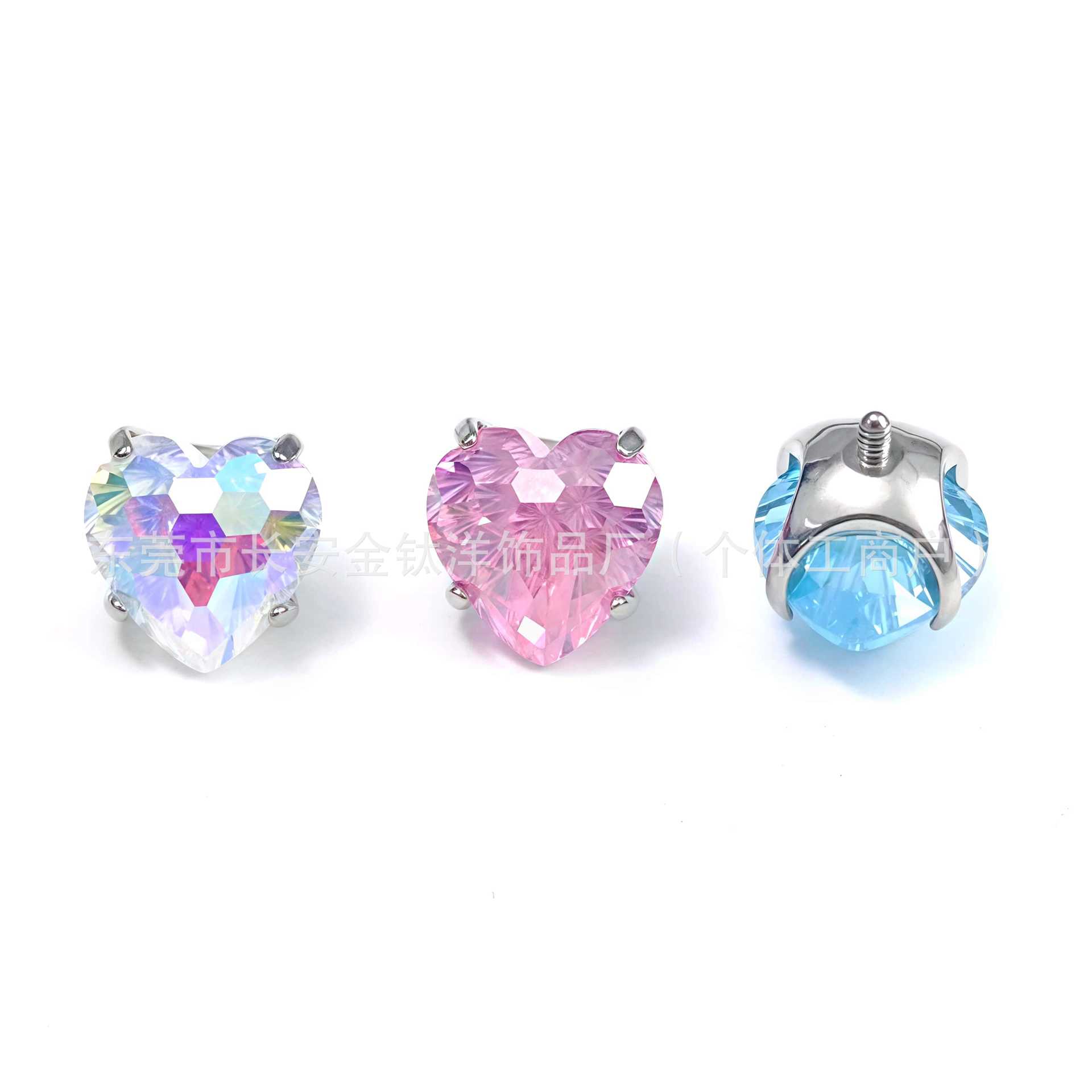 F136 Titanium Round Bottom Heart Fireworks Bright Zircon Ear Bone Nail Lip Nail G23 Titanium Alloy Body Piercing Jewelry - Image 4