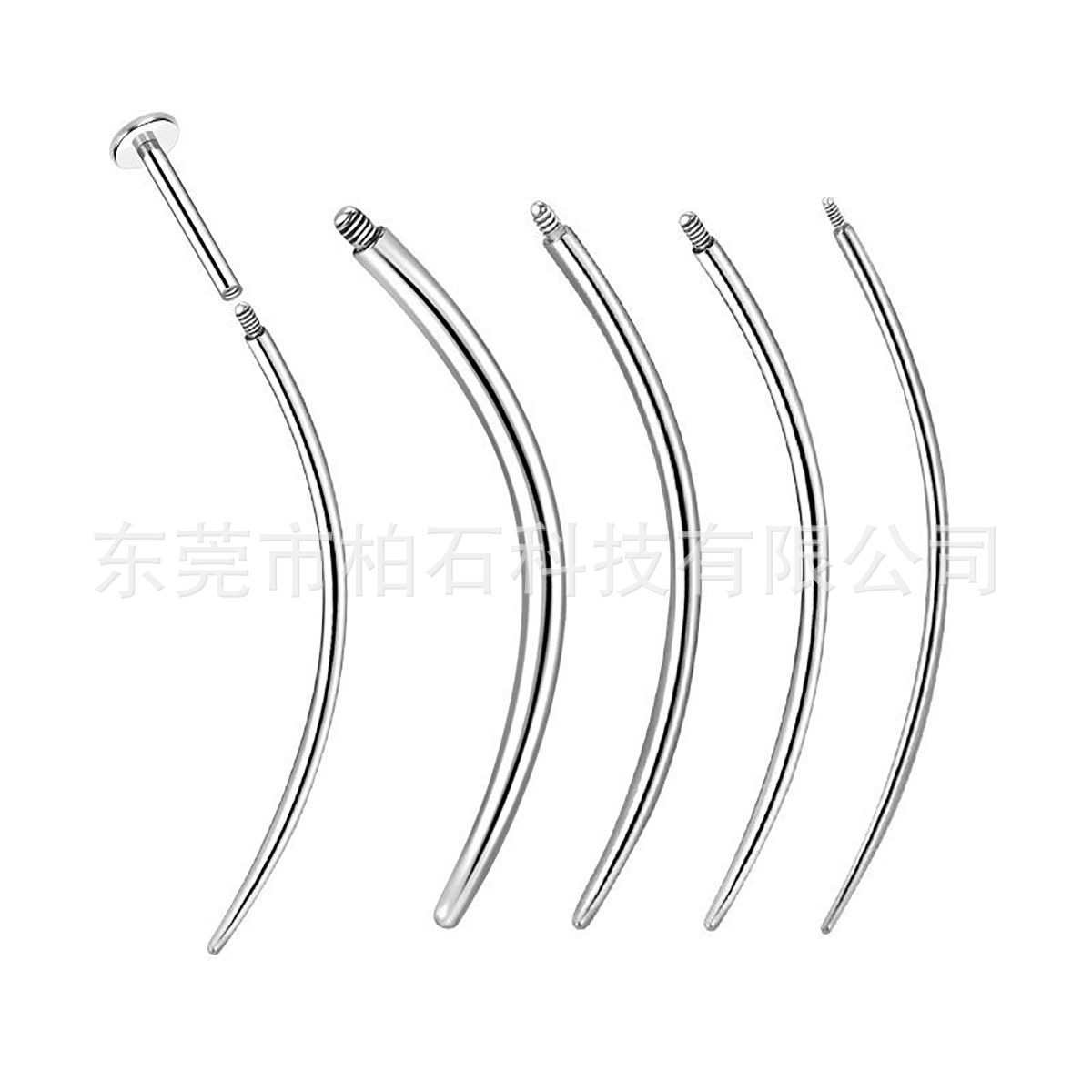 316L Surgical Steel Internally Threaded Curved Guide Rod Pin for Lip Ear Piercing Jewelry - Image 2