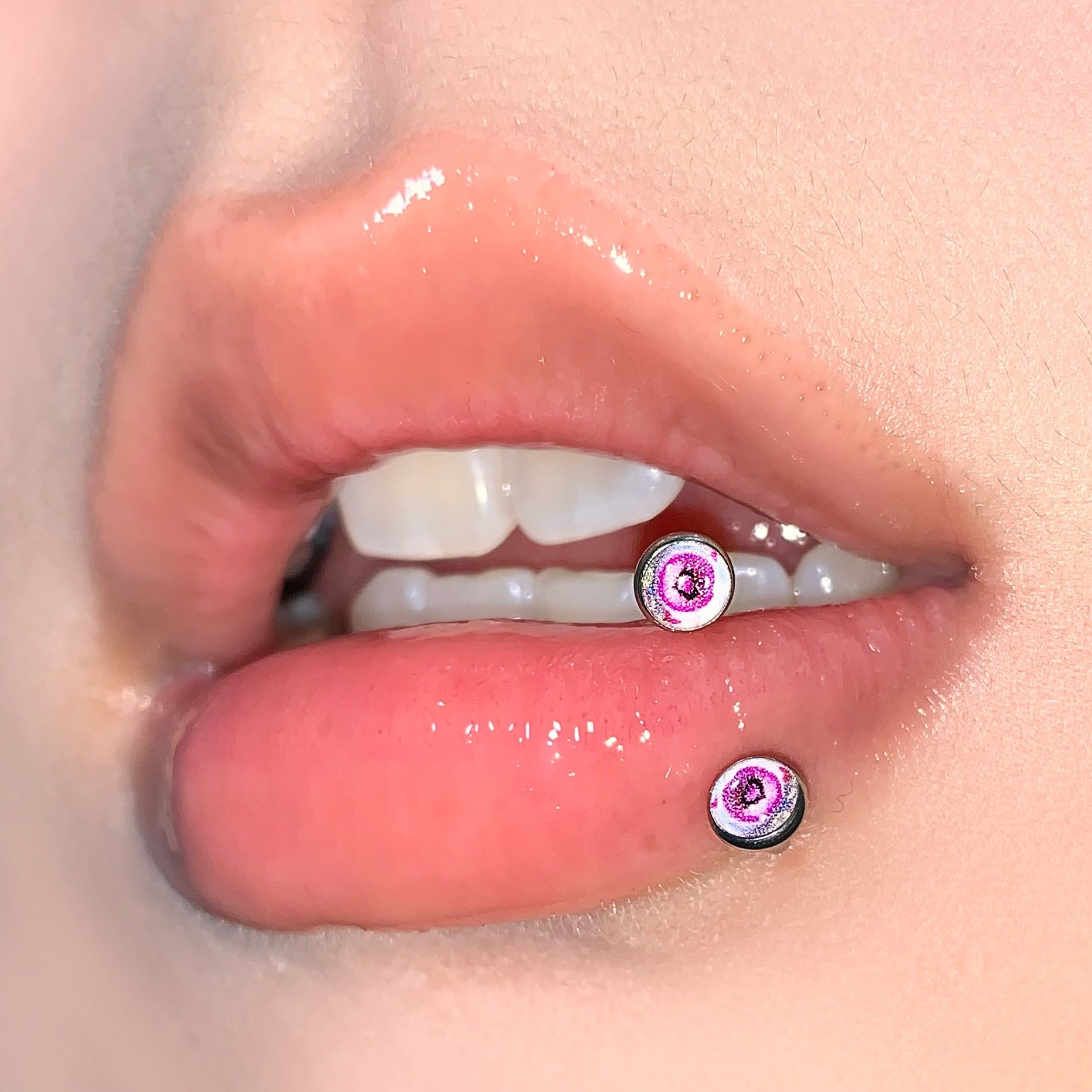 Pink Heart Bubble Lip Ring C Ring Internally Threaded Titanium Steel Oil Dripping Sexy Sweet Cool Style Piercing Jewelry - Image 2