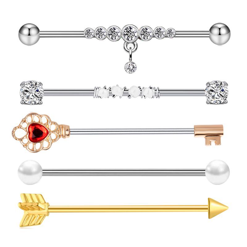 European American Best-Selling Industrial Rod Ear Bone Nail 5-Piece Set Star Snake Chain Earrings Stainless Steel Body Jewelry - Image 4