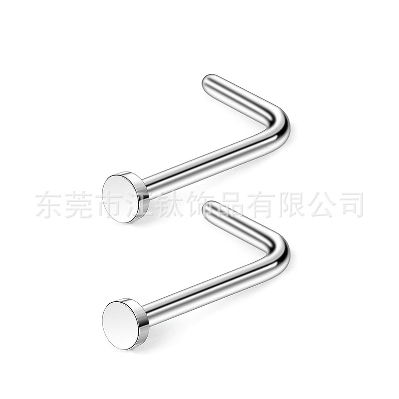 F136 Titanium Nose Nail Pin Flat S Rod Nose Ring G23 Titanium Alloy Body Piercing Jewelry - Image 5