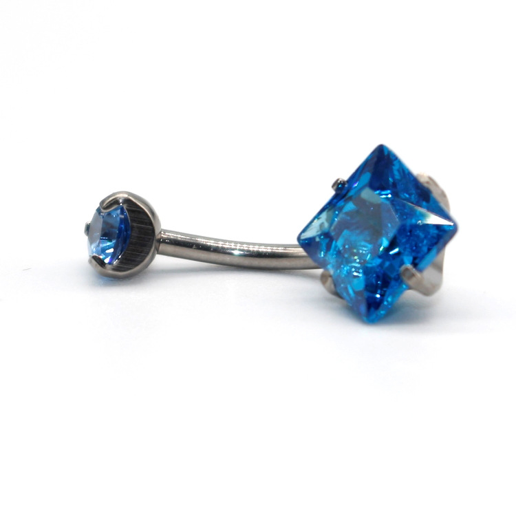 G23 Titanium Alloy Inner Thread Double Claw Zircon Belly Button Ring Square Zircon Nail Piercing Jewelry - Image 5