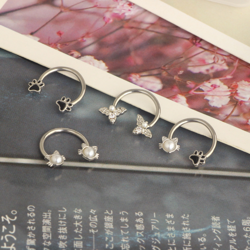 Stainless Steel Open C-Shaped Nose Ring Ear Bone Ring Star Design Body Piercing Jewelry - Image 5