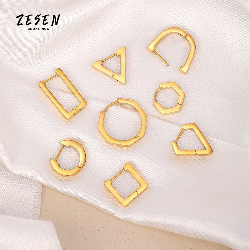 14K Gold Stainless Steel Hoop Earrings for Women - Simple Stylish Ear Clips - Image 2