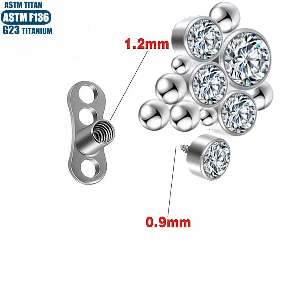 G23 Titanium Subcutaneous Implant Buried Screw Internal Thread Zircon Bone Screw with Base Body Piercing Skin Screw - Image 3