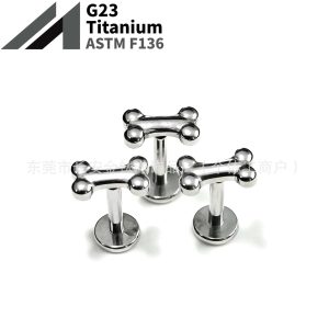F136 Titanium Smooth Dog Bone Bar Ear Studs Nose Studs Cartilage Studs G23 Titanium Alloy Body Piercing Jewelry Cochlear Studs