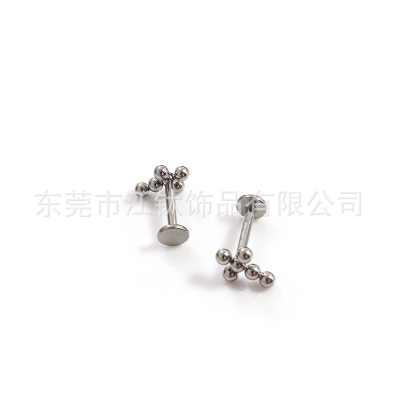 F136 Titanium Threaded Cross Ear Bone Stud Ball Earring for Cartilage Piercing - Image 5