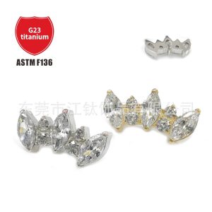 G23 Titanium Alloy Ear Bone Nail Horse Eye Leaf CZ Earring Cross Border Piercing Jewelry
