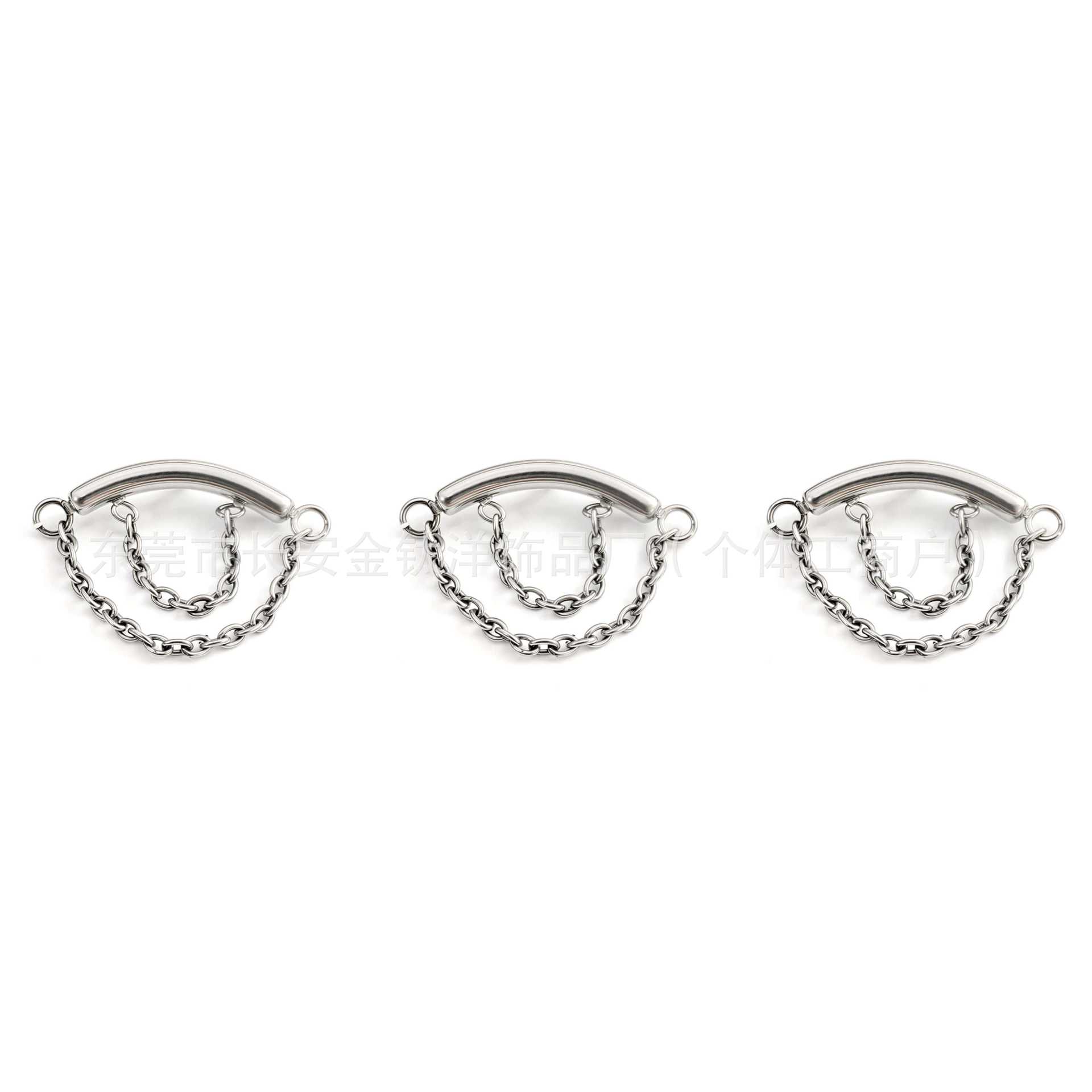 F136 Titanium Curved Single and Double Chain Pendant Lip Nose Ear Piercing Jewelry - Image 3