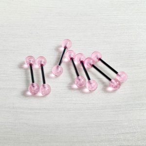 Pink Acrylic Tongue Nail Replacement 14G External Thread Tongue Barbell Jewelry 16mm