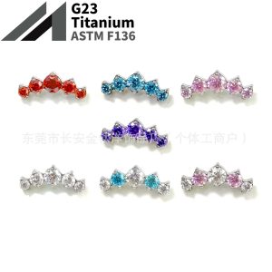 G23 Titanium Five-Link Zirconium Earrings with 5A Zircon Ear Bone Nails Piercing Jewelry
