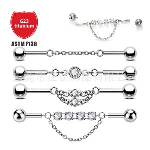G23 Titanium Ear Bridge Barbell Earrings - ASTM F136 Titanium Alloy Body Piercing Jewelry Customized Ear Bone Nails