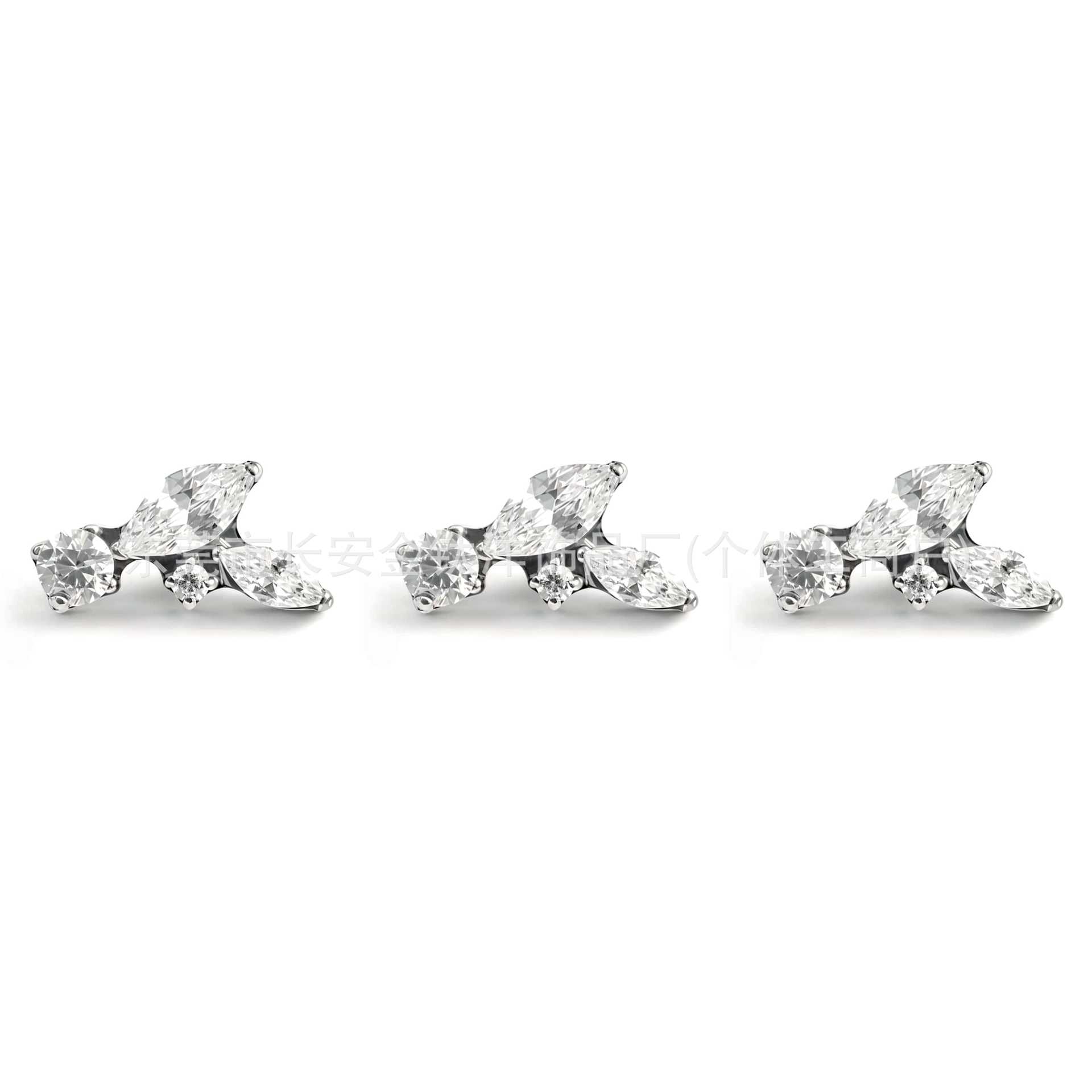 F136 Titanium Marquise Round Zircon Lip Piercing Ear Stud Ear Bone Stud G23 Titanium Alloy Body Piercing Jewelry - Image 2