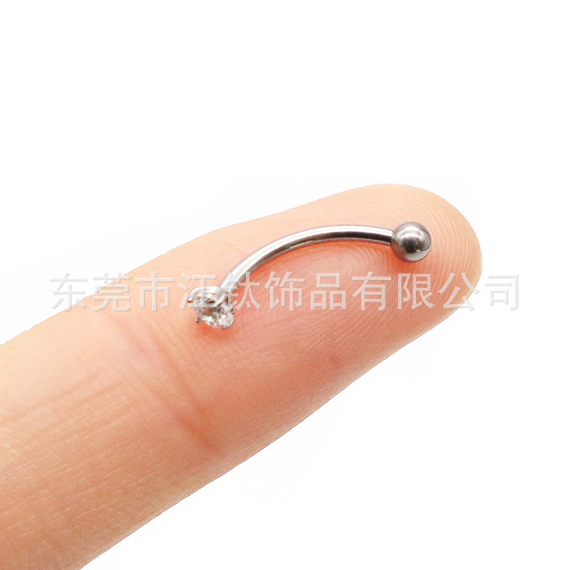 G23 Titanium Eyebrow Ring Inner Thread Bending Rod Ball Claw Zircon Arc Body Piercing Jewelry - Image 3