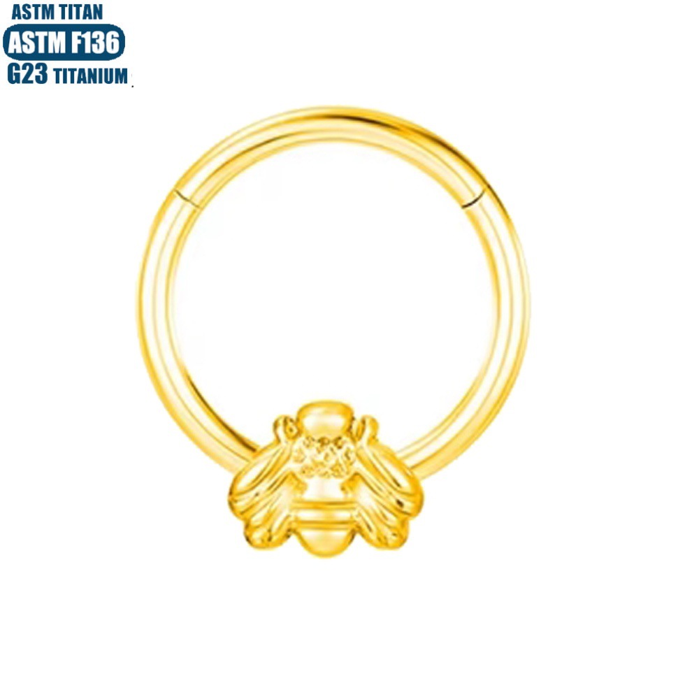 G23 Titanium Alloy Bee Nose Ring Seamless Open Ring Piercing Nasal Septum Ring - Image 3