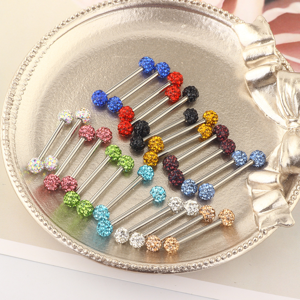5mm Ball Amazon Diamond Ball Tongue Nail Tongue Ring Women's Nipple Ring Piercing Jewelry - Image 5