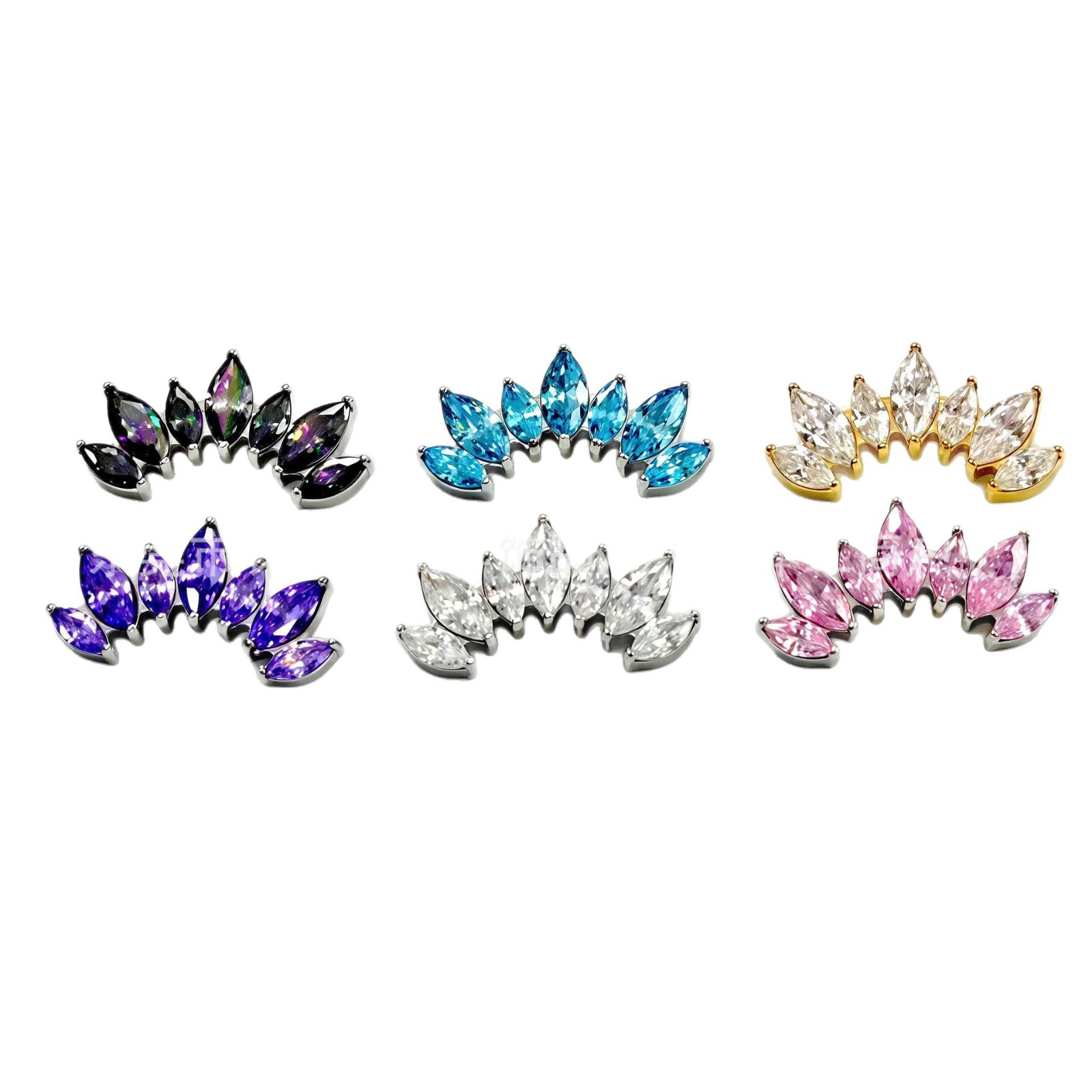 F136 Titanium Seven-Leaf Horse Eye Inlaid 5A Zircon Earrings Lip Studs G23 Titanium Alloy Ear Cartilage Piercing Jewelry Cartilage Studs - Image 5