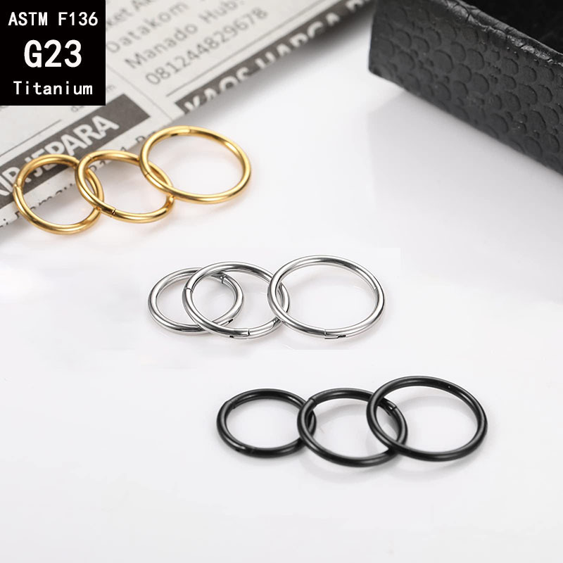 G23 Titanium Seamless Closed Ring Nose Hoop - 16G 1.6mm Black Cartilage Earring Body Piercing Jewelry - Image 2