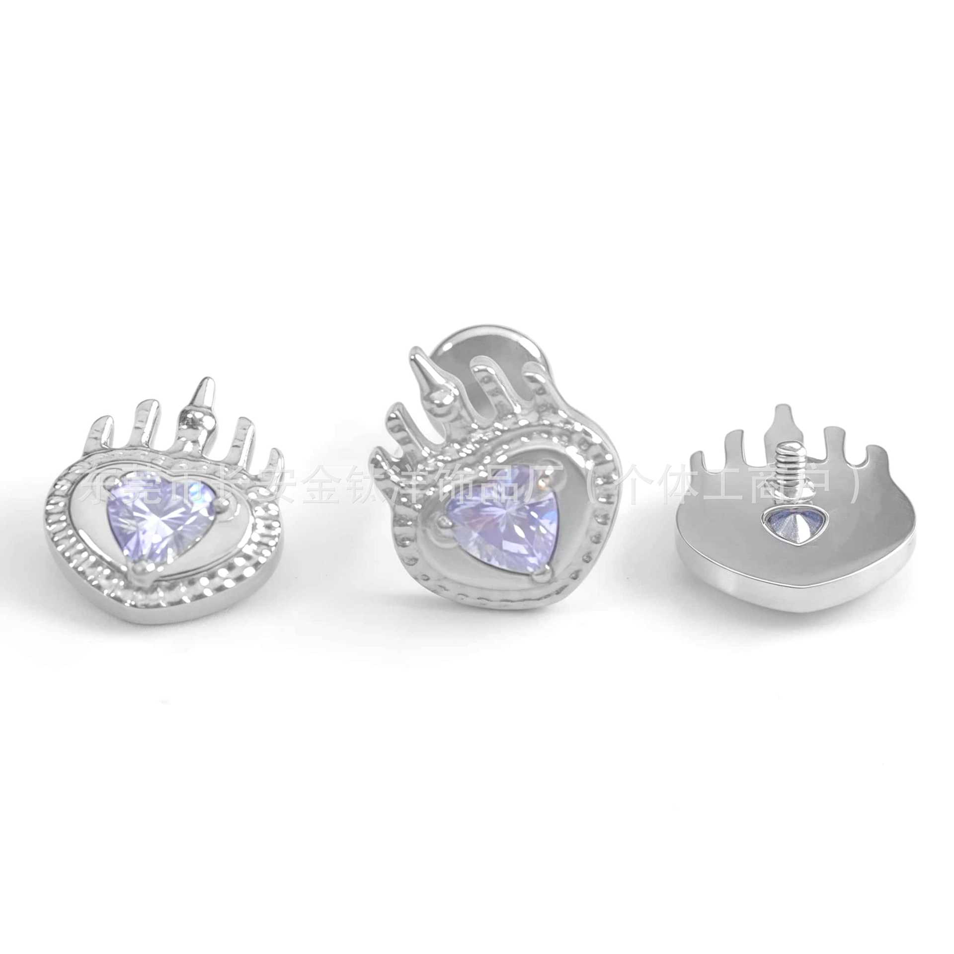 F136 Titanium Internal Thread Crown Heart Stud Earrings Lip Nails Nose Nails Ear Bone Nails G23 Titanium Alloy Body Piercing Jewelry - Image 4