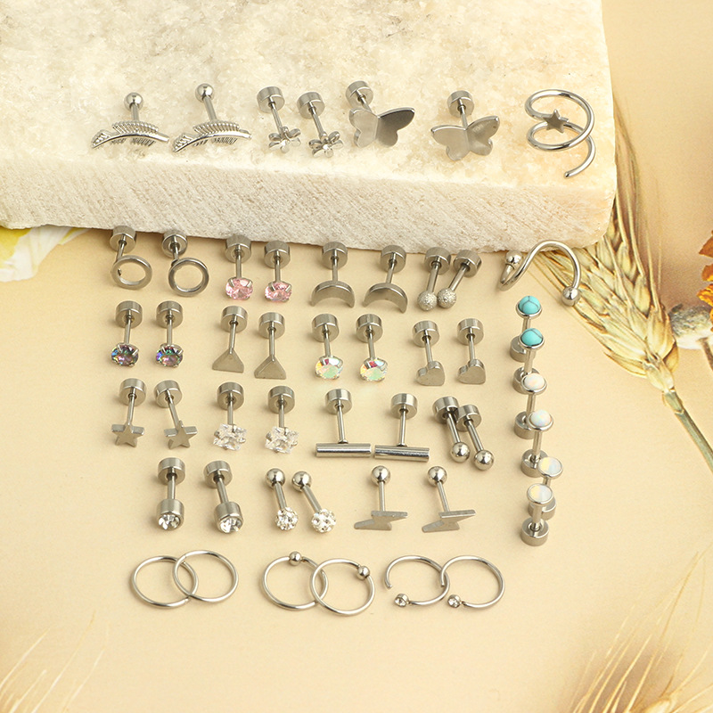 Zircon Flower Stainless Steel Labret Stud Ear Piercing Jewelry Square CZ Lip Stud - Image 2