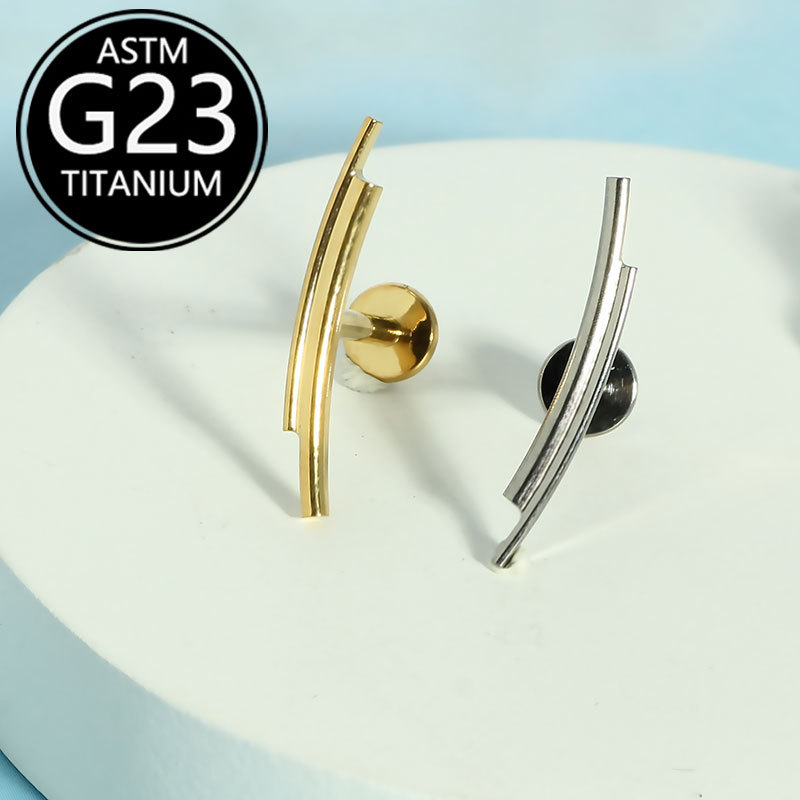 F136 Titanium Alloy Internally Threaded Flat Bottom Lip Piercing Stud - Length 6-10mm G23 Titanium Earring - Image 2