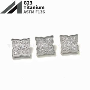 F136 Titanium Flower Inlaid 5A Zircon Earrings Lip Nose Studs Ear Bone Nails G23 Titanium Alloy Body Piercing Jewelry