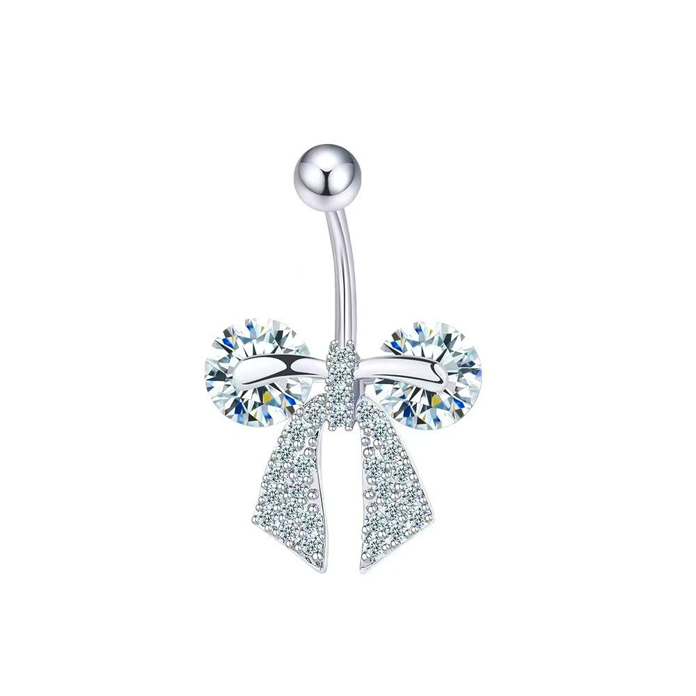 Exotic Geometric High-End Bow Navel Ring with Zircon - Copper Body Piercing Jewelry Wholesale - Image 5