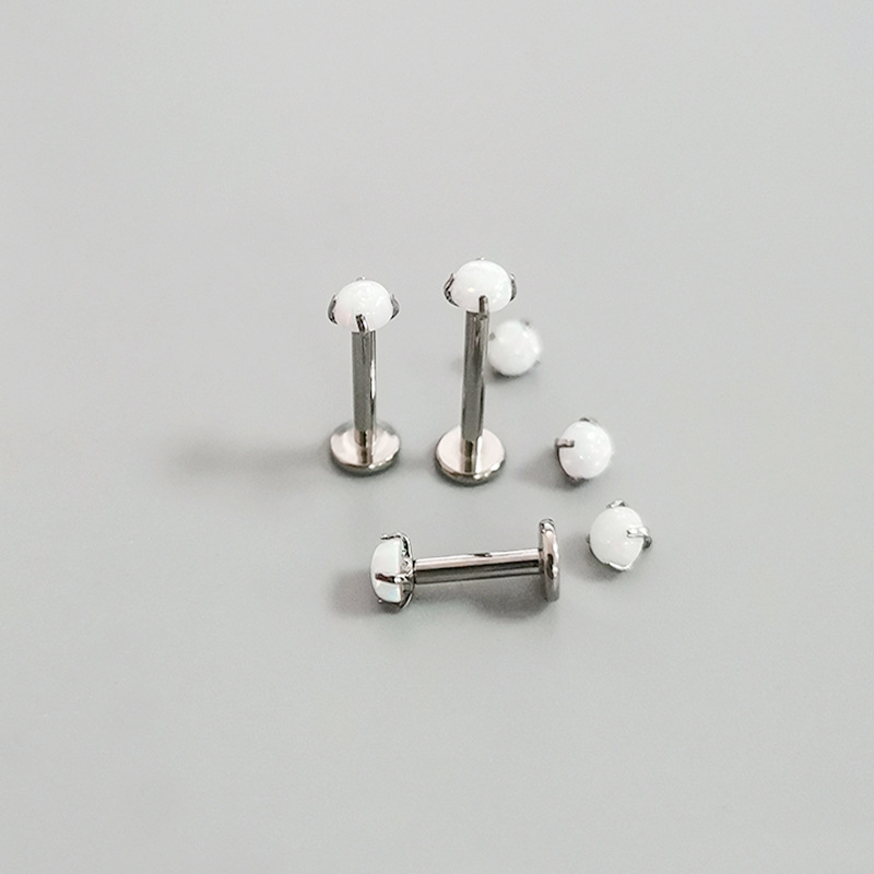 G23 Titanium Opal Ear Stud Internally Threaded 16G F136 Titanium Alloy Piercing Jewelry for Ear Lip - Image 3