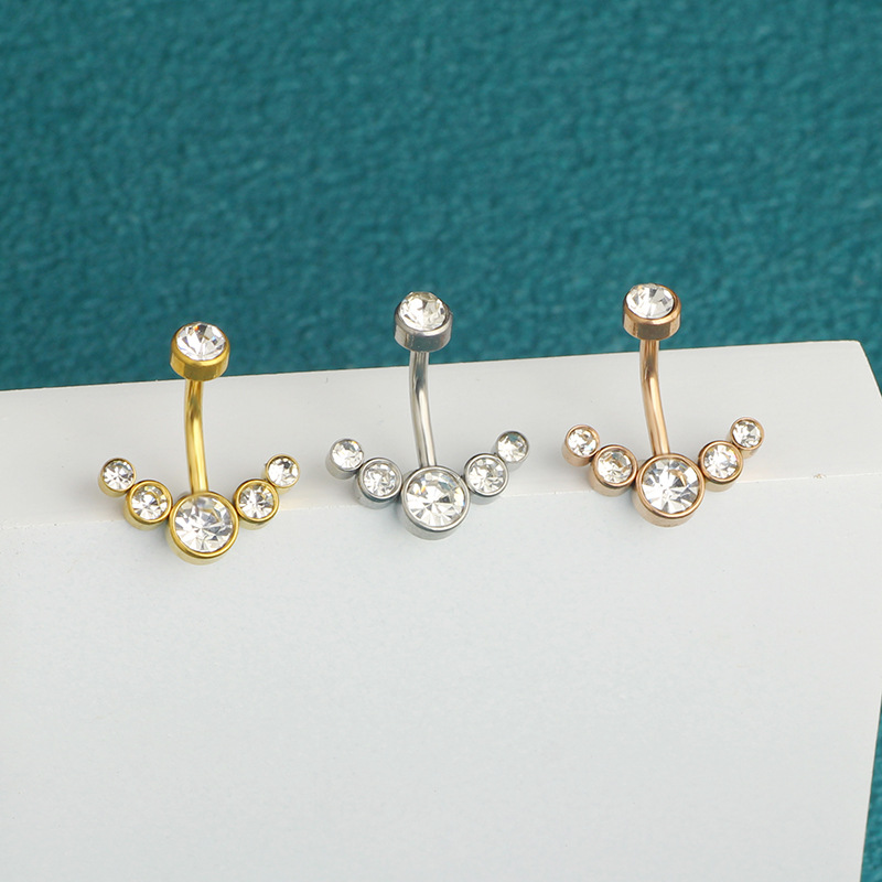 Stainless Steel Diamond Navel Ring Inner Teeth 5 Drill Navel Nails Rewind Navel Buckle Body Piercing Jewelry - Image 4