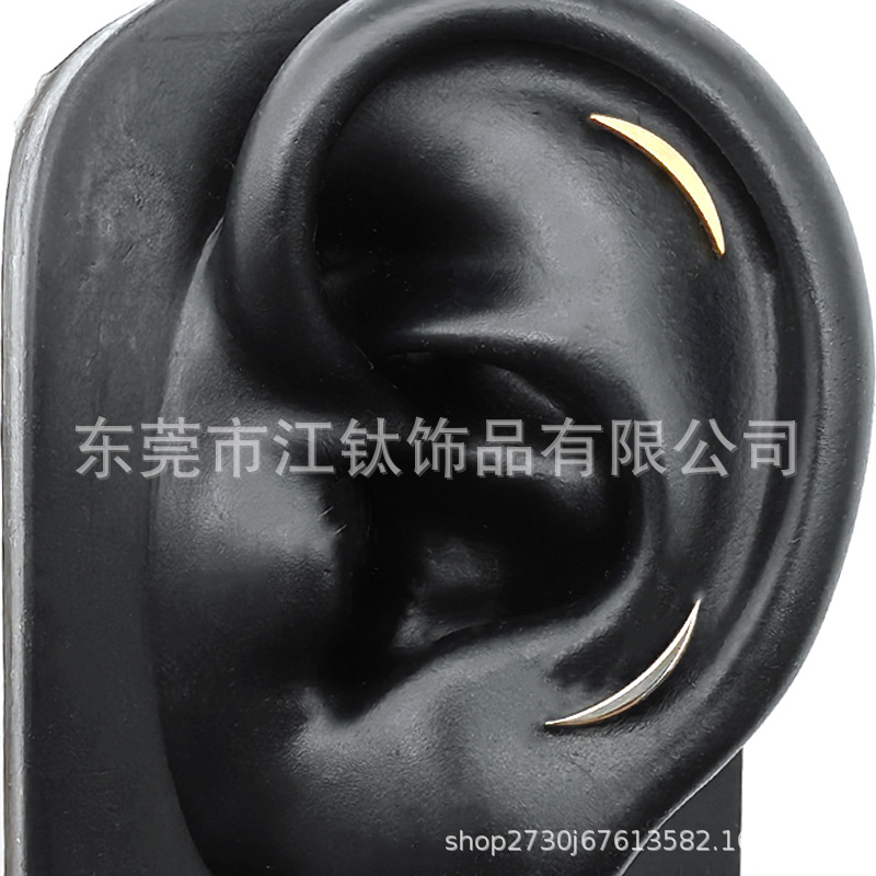 G23 Titanium Ear Cartilage Stud Small Crescent Willow Leaf Shape Body Piercing Jewelry - Image 4