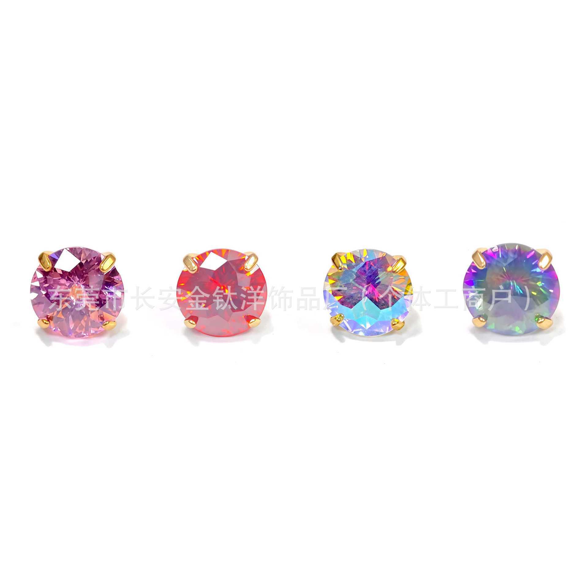F136 Titanium 18K Gold Plated Zircon Lip Stud Earrings G23 Titanium Alloy Body Piercing Jewelry Ear Bone Studs - Image 3