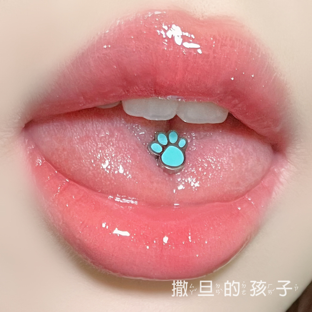 Cute Claw Claw Tongue Barbell 316L Surgical Steel External Thread Tongue Ring for Women - Image 2