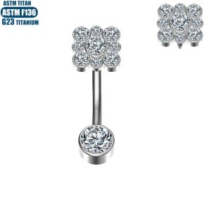 F136 Titanium Navel Ring Zircon Inner Spiral Body Piercing Jewelry for Men and Women