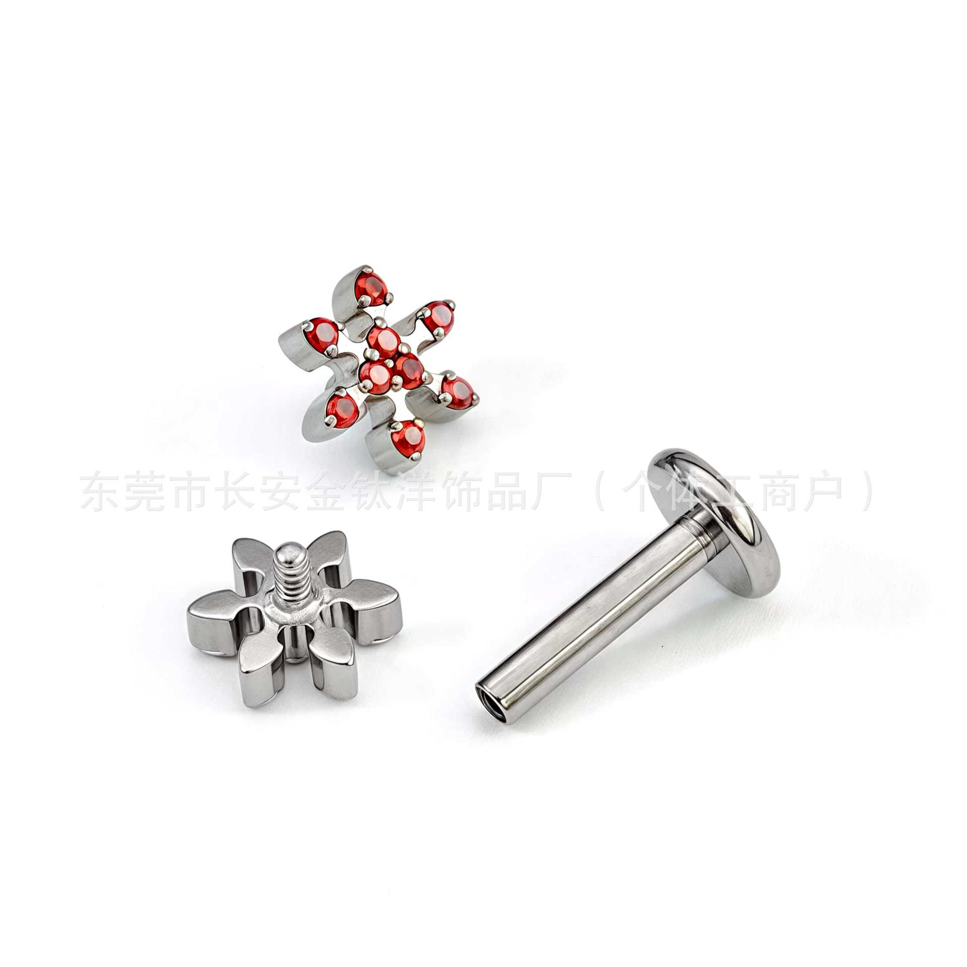 F136 Titanium Internal Thread Snowflake Zircon Lip Labret Stud Ear Bone Nail G23 Titanium Alloy Body Piercing Jewelry - Image 4