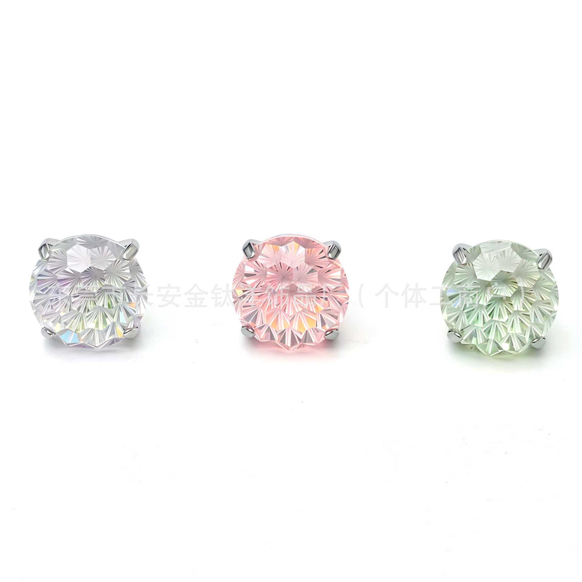 F136 Titanium Round Base Claw-Set Fireworks Cut Gradient Lip Studs, Ear Studs, Ear Cartilage Studs - Image 4