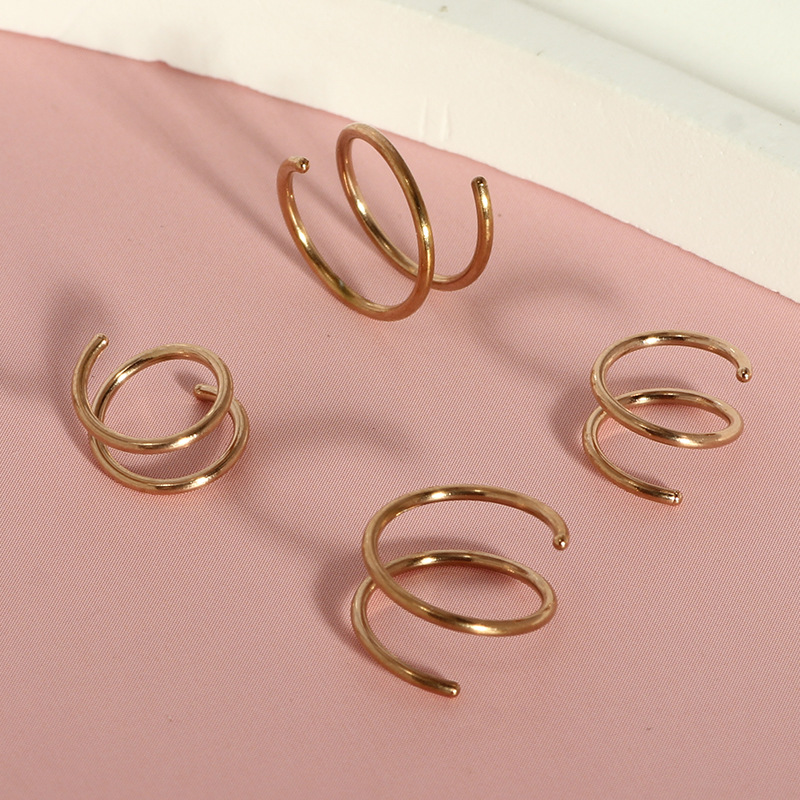 8-10mm 4-Piece Spiral Curved Nose Rings, 0.8mm Thick Ear Hoops, Simple Style Nose Rings, Ear Bone Studs, Piercing Jewelry Set - Image 4