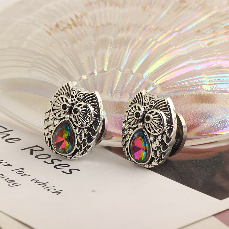 Stainless Steel Owl Water Drop Ear Expander Earrings - Fashion Puncture Ear Amplifier Jewelry for Stretching Ear Holes - 16mm - Image 3