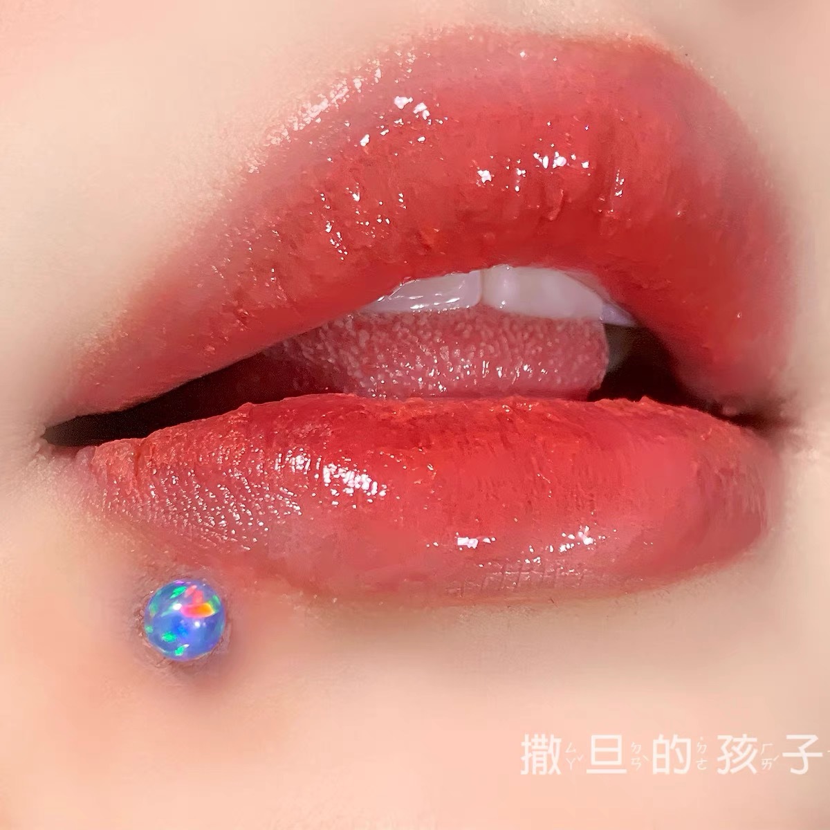 Satan's Child Aurora Opal 316L Surgical Steel Tongue Barbell Lip Ring - 12mm Bar Length 1.2mm Thick - Image 4