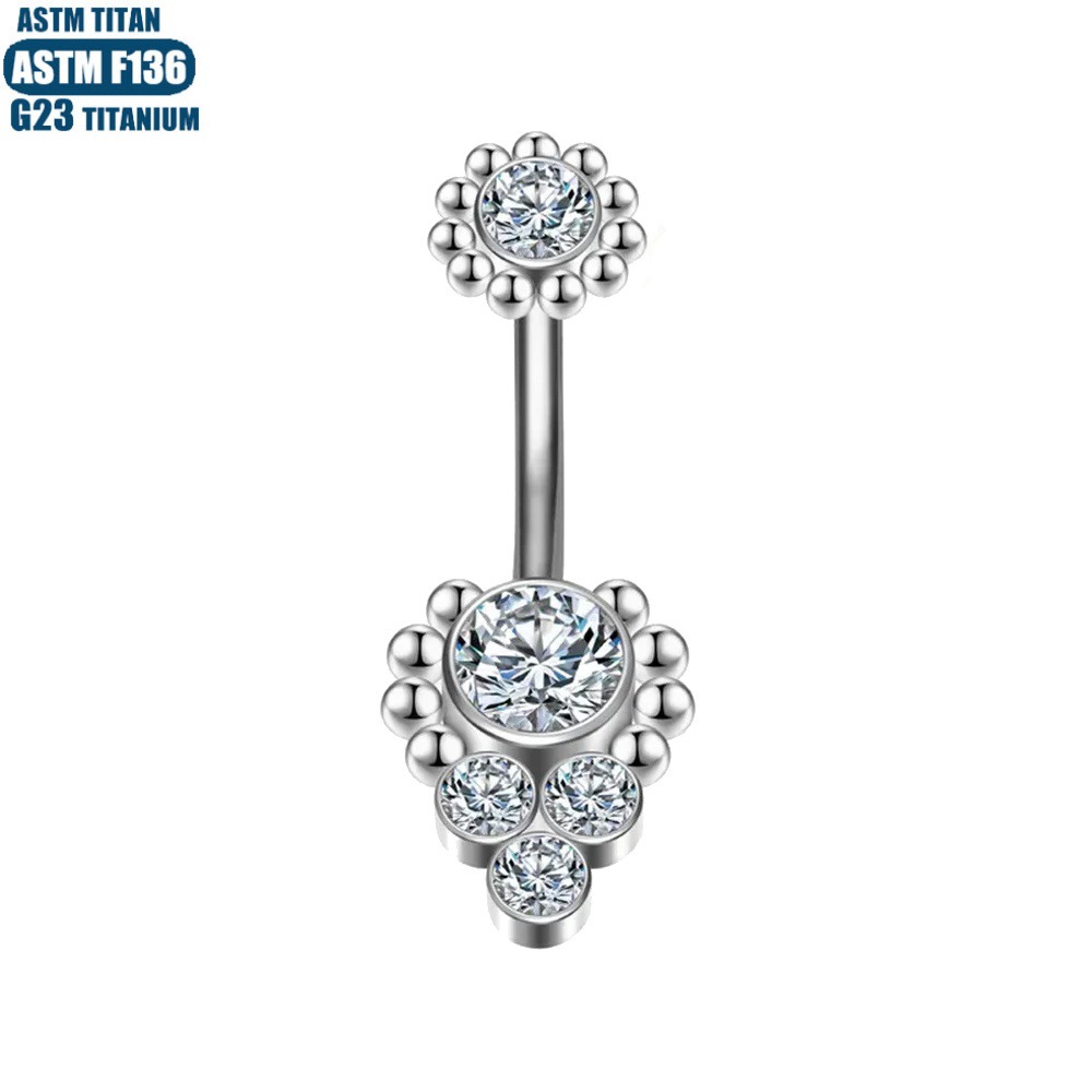 G23 Titanium Alloy Zircon Navel Ring Inner Teeth Screw Belly Button Piercing Jewelry Dangle Navel Buckle Stud - Image 3