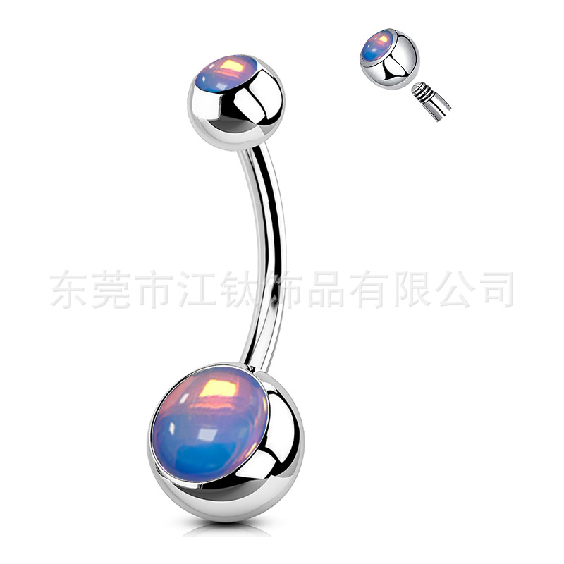 G23 Titanium Belly Button Ring Dangle Oil Drop Flash External Thread Body Piercing Jewelry - Image 5