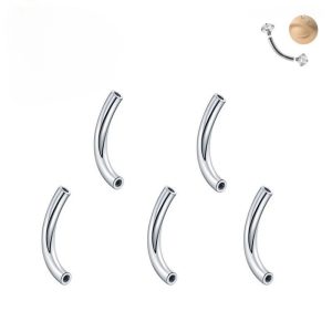 G23 Titanium Curved Barbell Eyebrow Piercing Jewelry Internally Threaded 1.6mm 14mm Replacement Stud