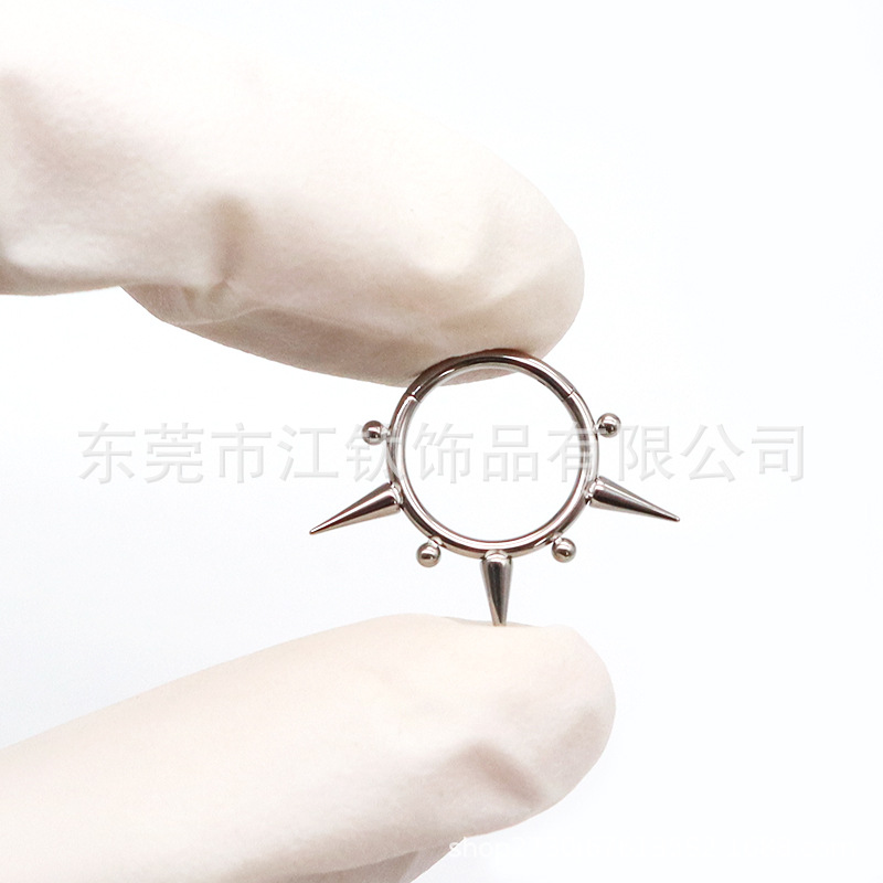 F136 Titanium Nose Ring Welded Sharp Cone Ball Closed Nose Jewelry G23 Titanium Alloy Body Piercing - Image 4