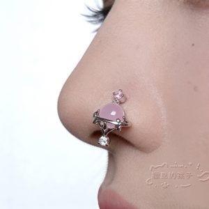 Satan's Child Peach Drunk Muse Nose Stud Sparkling Diamond Nose Ring 0.8mm Titanium Steel