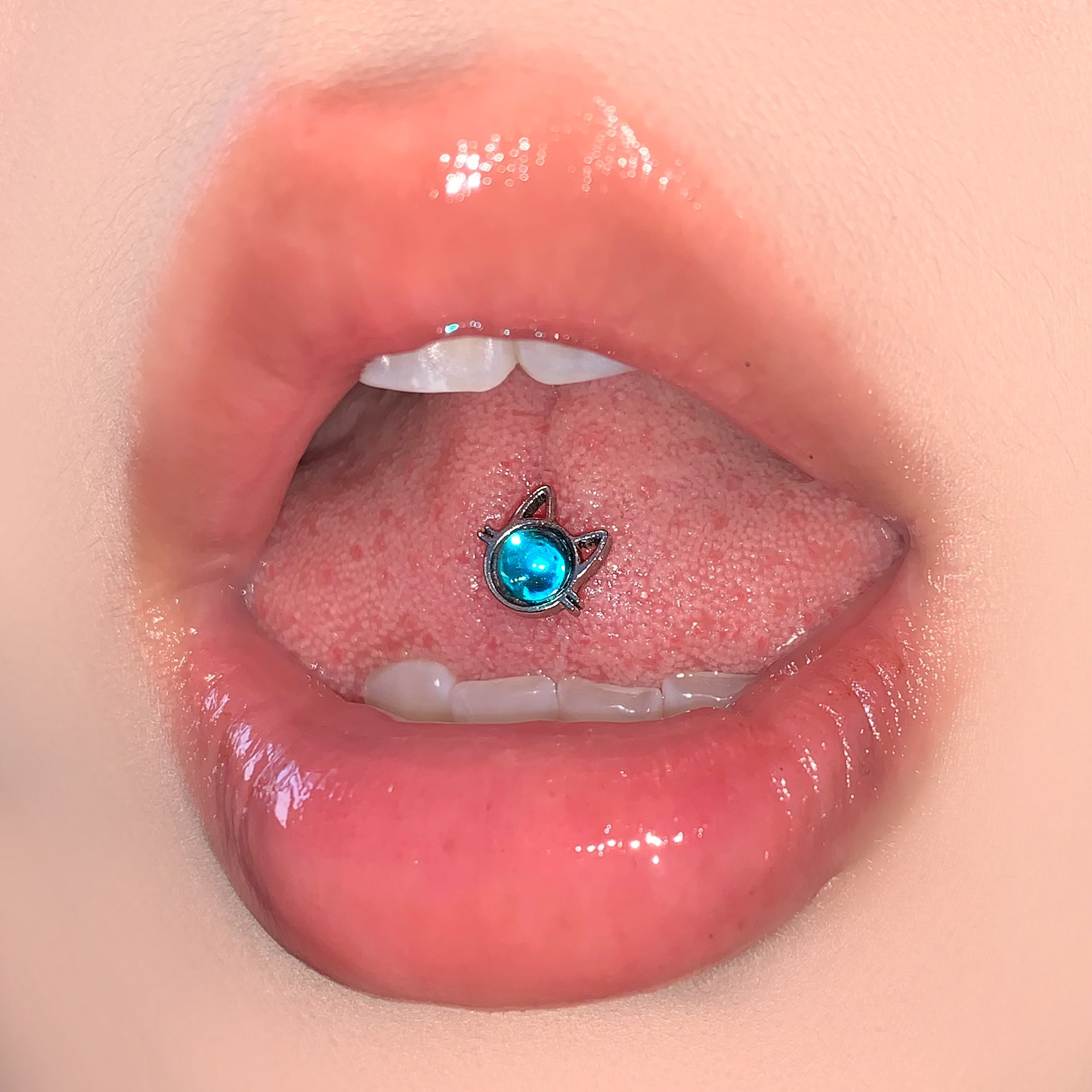 Cat Personality Tongue Nail Steel Titanium External Thread Drinkable Tongue Barbell Piercing Jewelry for Women - Image 2