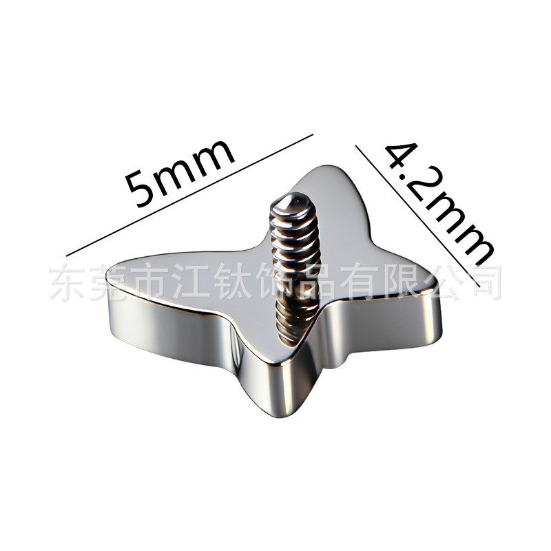 Butterfly Design Zircon Gold G23 Titanium Alloy Cartilage Ear Stud Earring - JT1041 - Image 2