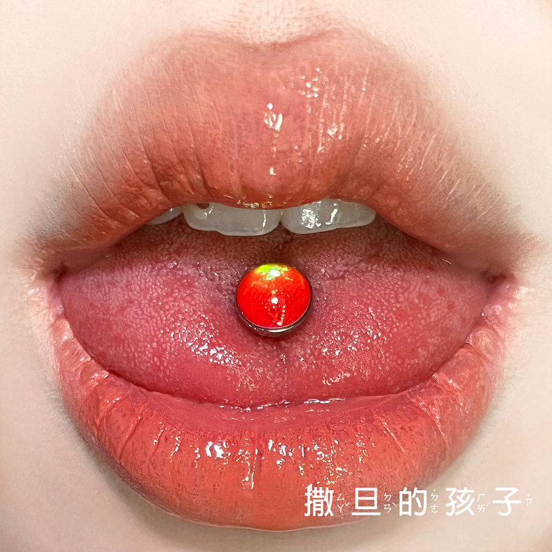 Satan's Children Gradient Tongue Barbell 316L Surgical Steel External Thread Tongue Ring for Women - Image 2